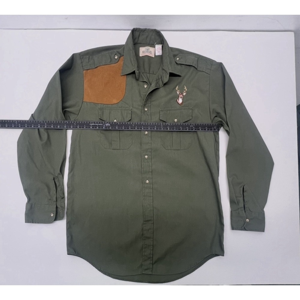 Red Head, Long Sleeve Green, Button Down, Men's XL, 1970, Vtg. Deer, Hunter.‎ - Picture 4 of 12